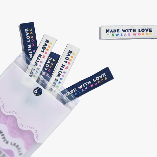 KATM "MADE WITH LOVE AND SWEAR WORDS" - Woven Labels 6 pack